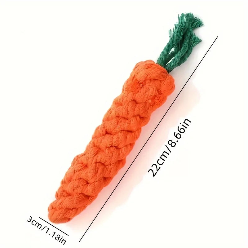 Hand-Woven Carrot Rope Toy