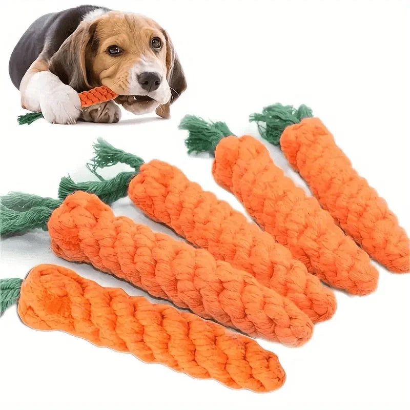 Hand-Woven Carrot Rope Toy