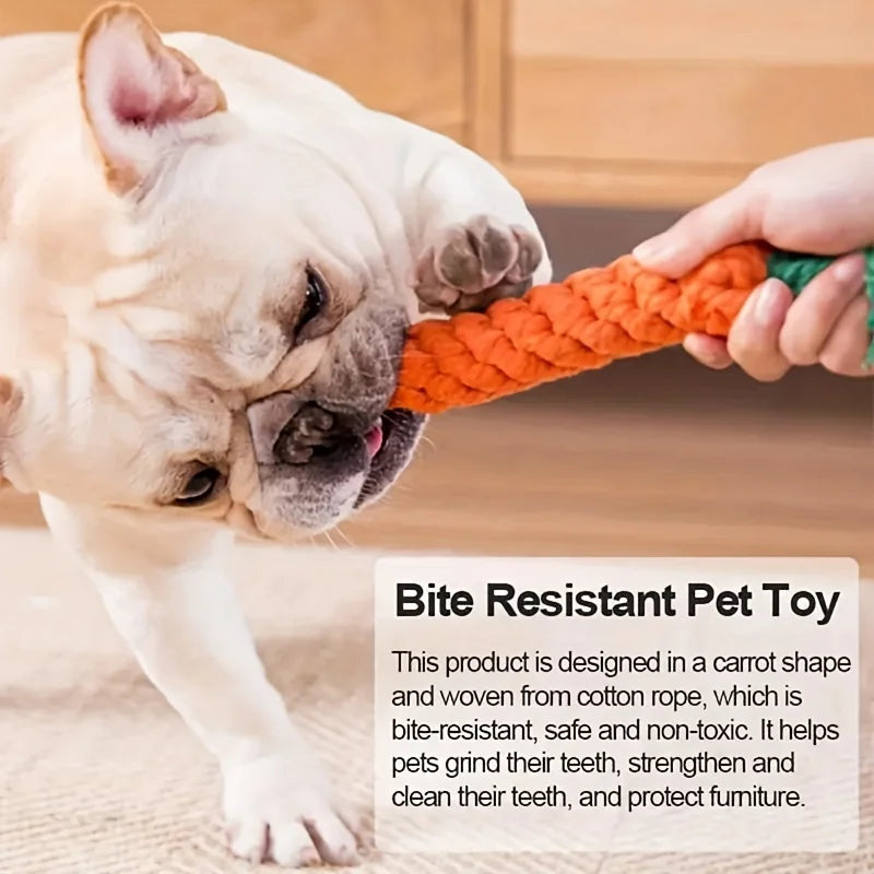 Hand-Woven Carrot Rope Toy