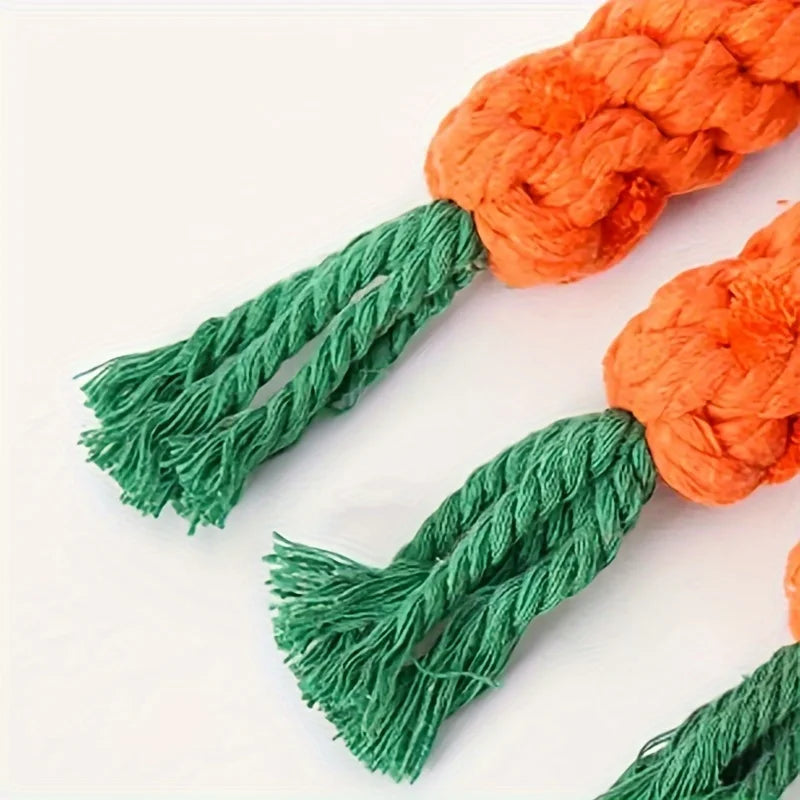 Hand-Woven Carrot Rope Toy